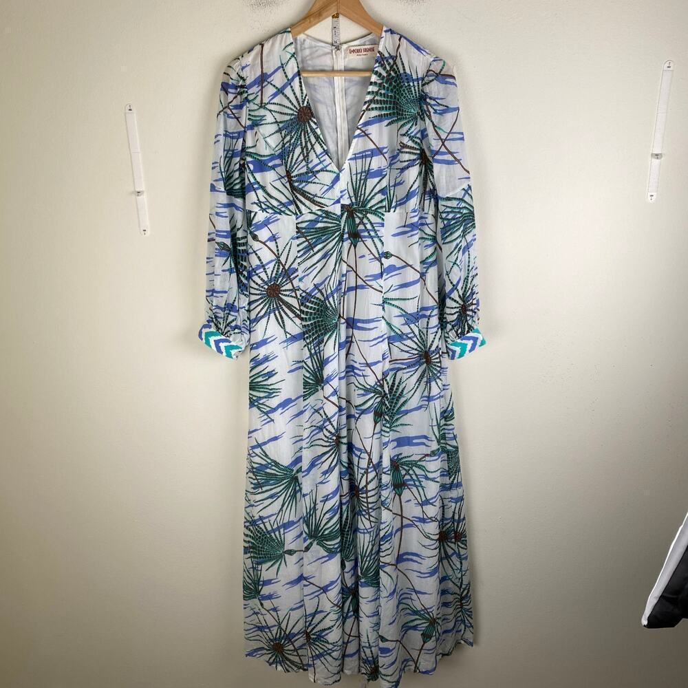 Emporio Sirenuse Lena Papyrus Floral Maxi Dress 8 Cotton Resort Italy - Picture 7 of 16